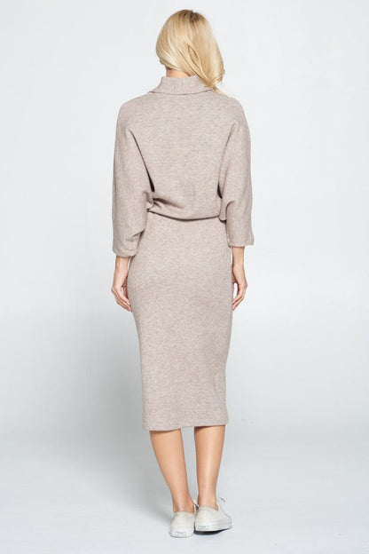 RENEE C. Sweater Knit Dolman Sleeve Midi Dress