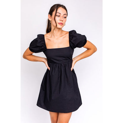 LE LIS Short Sleeves Back Tie detail baby doll Dress