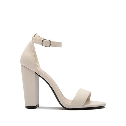 CUPID Thick Heel Open Toe Shoes-CASHMERE