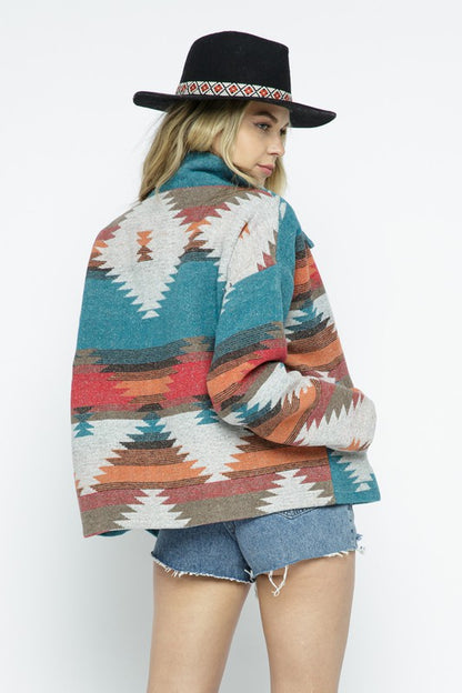 BLUE B Lightweight Aztec Pattern Shacket