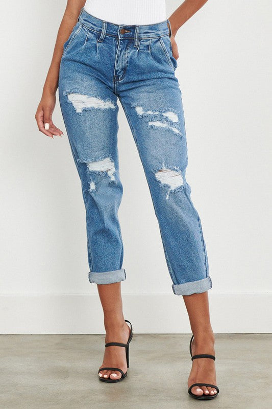 VIBRANT M.I.U. High Waisted Boyfriend Jeans