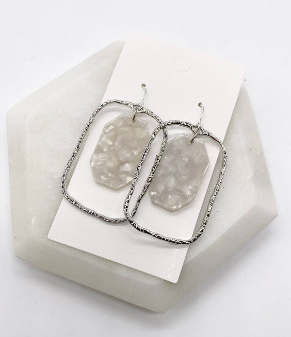 BAUBLES by B Ivory and Silver Acrylic Chandelier Earrings