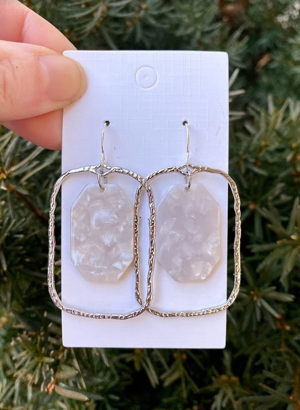 BAUBLES by B Ivory and Silver Acrylic Chandelier Earrings