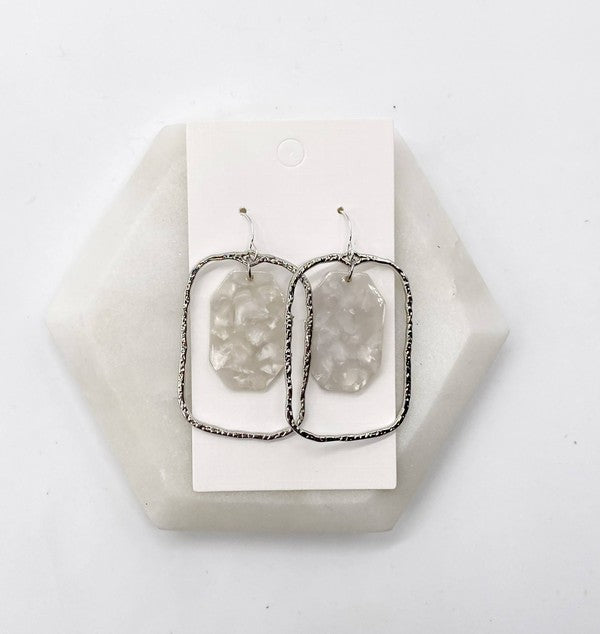 BAUBLES by B Ivory and Silver Acrylic Chandelier Earrings