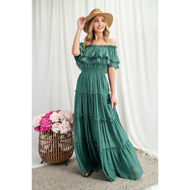 EESOME Off-the-Shoulder Ruffle Casual Maxi Dress