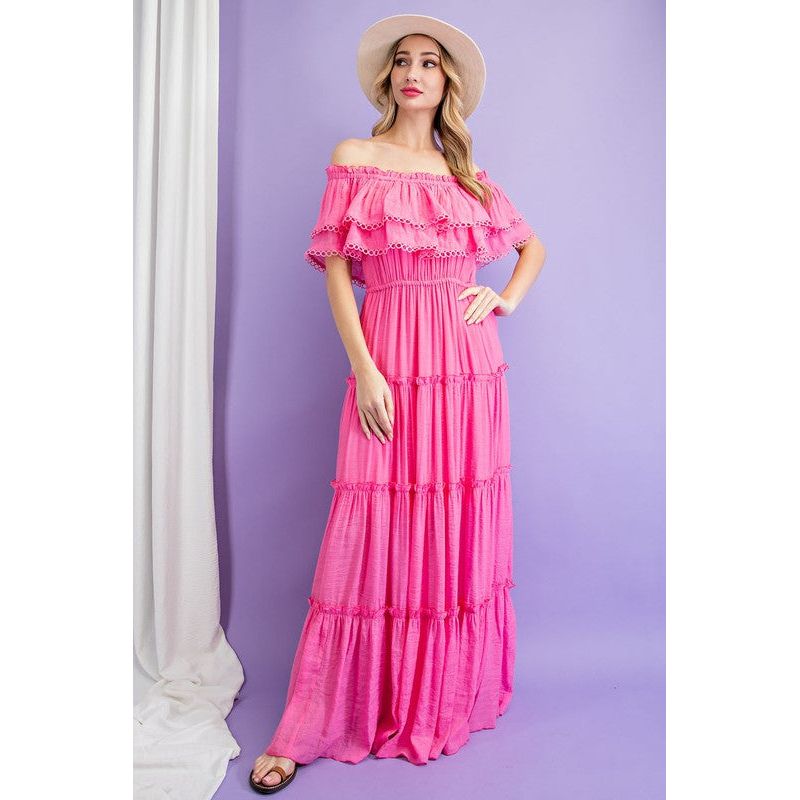 EESOME Off-the-Shoulder Ruffle Casual Maxi Dress