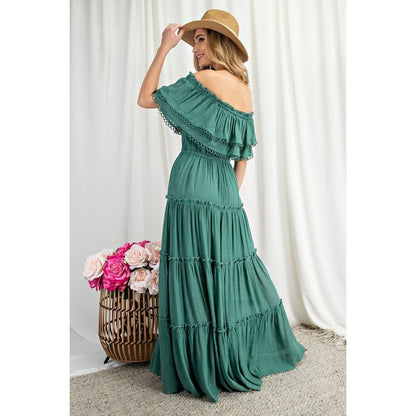 EESOME Off-the-Shoulder Ruffle Casual Maxi Dress