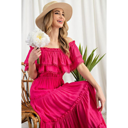 EESOME Off-the-Shoulder Ruffle Casual Maxi Dress