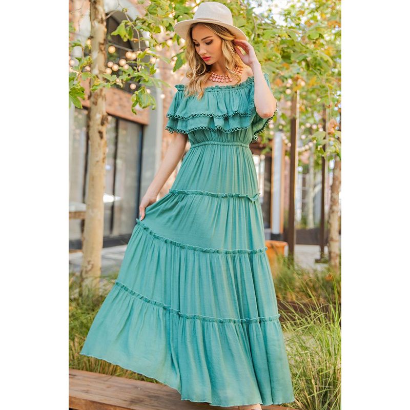 EESOME Off-the-Shoulder Ruffle Casual Maxi Dress