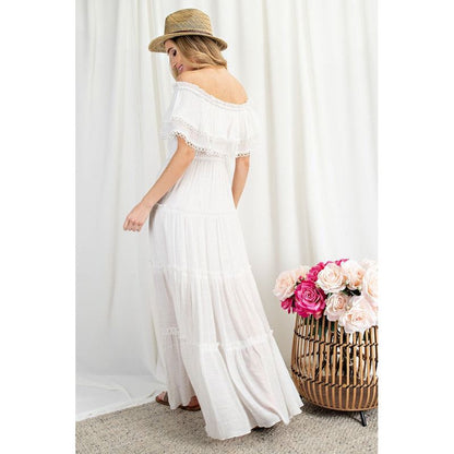 EESOME Off-the-Shoulder Ruffle Casual Maxi Dress