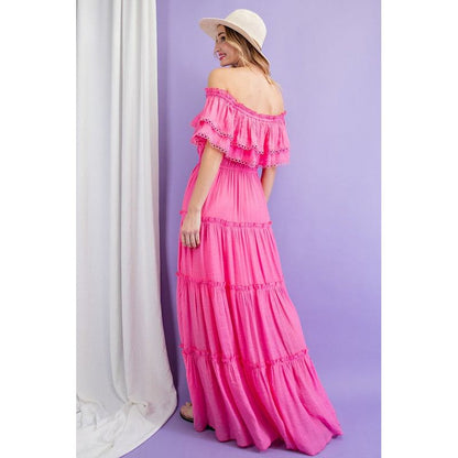 EESOME Off-the-Shoulder Ruffle Casual Maxi Dress