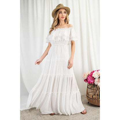 EESOME Off-the-Shoulder Ruffle Casual Maxi Dress