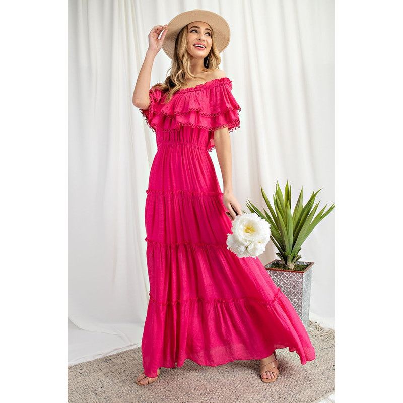 EESOME Off-the-Shoulder Ruffle Casual Maxi Dress