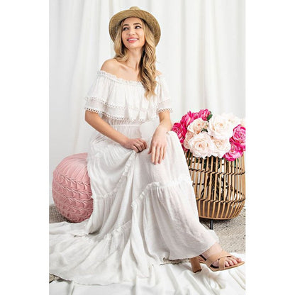 EESOME Off-the-Shoulder Ruffle Casual Maxi Dress