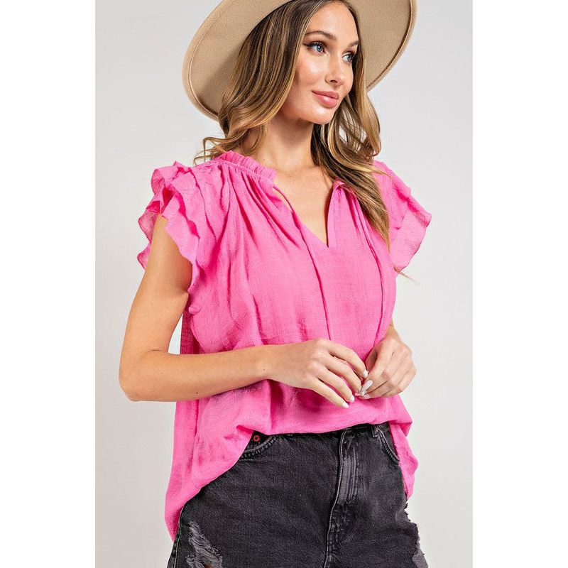 EESOME Tiered Ruffle Sleeve Blouse