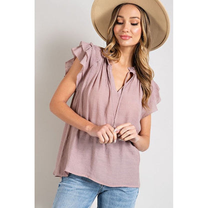 EESOME Tiered Ruffle Sleeve Blouse