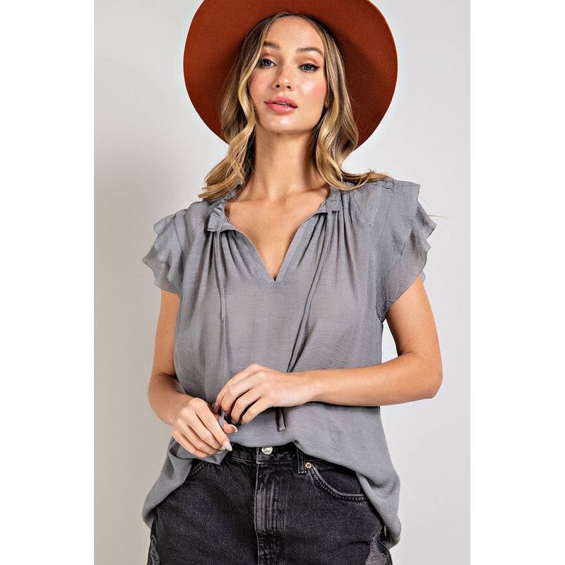 EESOME Tiered Ruffle Sleeve Blouse