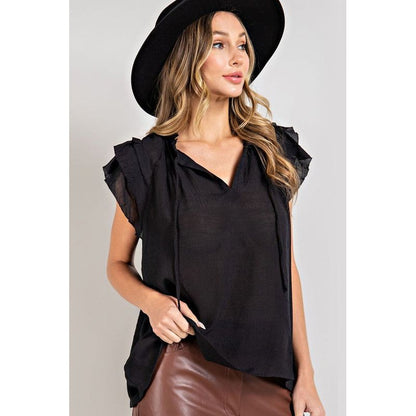 EESOME Tiered Ruffle Sleeve Blouse