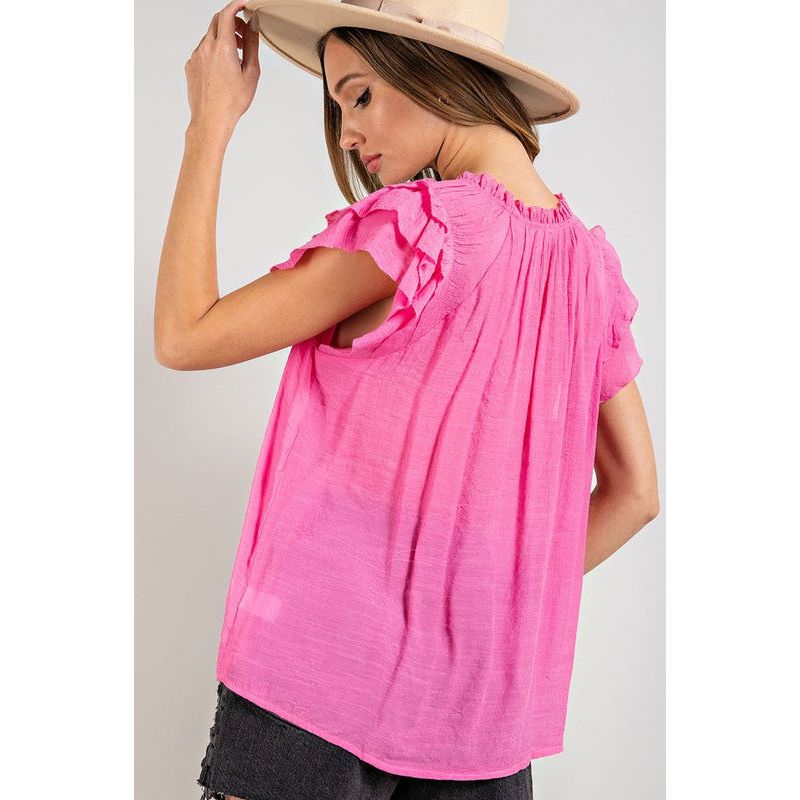 EESOME Tiered Ruffle Sleeve Blouse