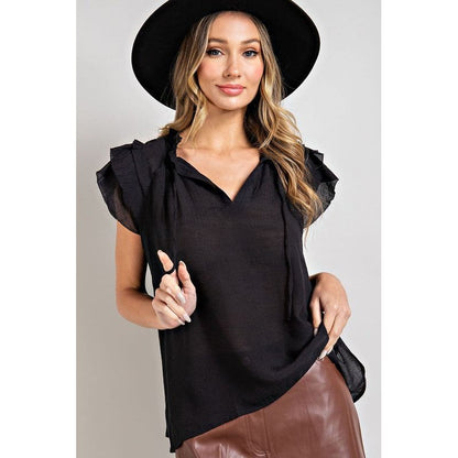 EESOME Tiered Ruffle Sleeve Blouse