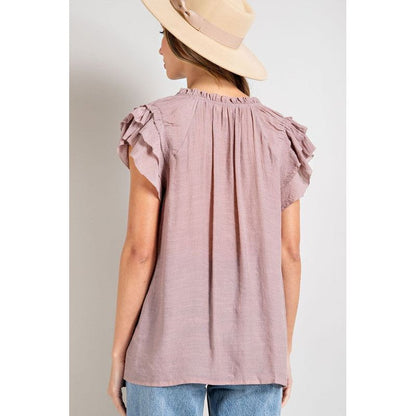 EESOME Tiered Ruffle Sleeve Blouse