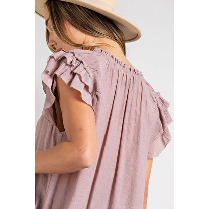 EESOME Tiered Ruffle Sleeve Blouse