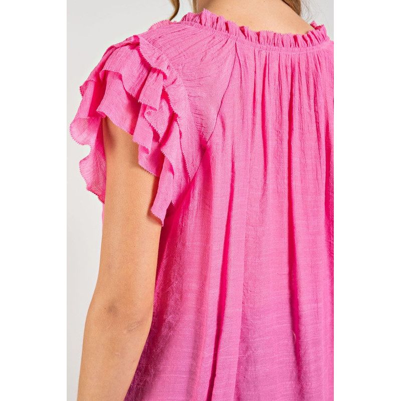 EESOME Tiered Ruffle Sleeve Blouse