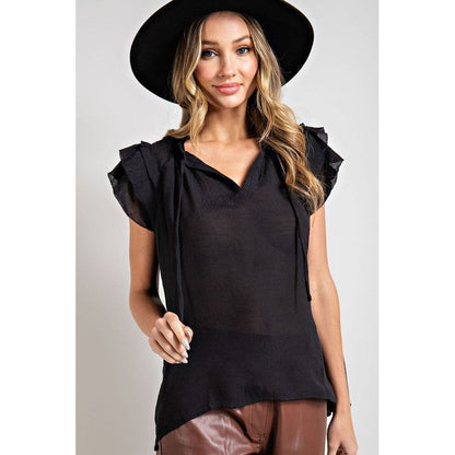 EESOME Tiered Ruffle Sleeve Blouse