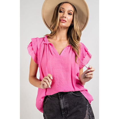 EESOME Tiered Ruffle Sleeve Blouse