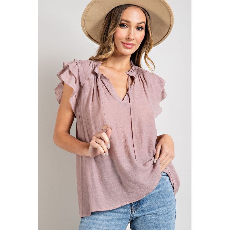 EESOME Tiered Ruffle Sleeve Blouse