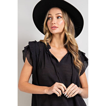 EESOME Tiered Ruffle Sleeve Blouse