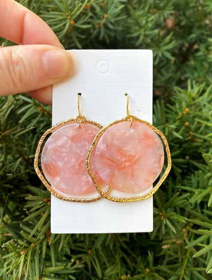 BAUBLES by B Pink Disc Acrylic Chandelier Earrings