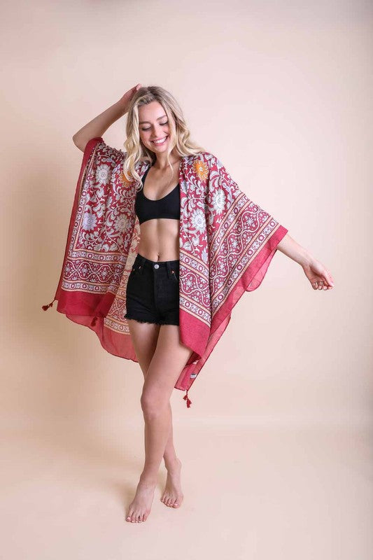 LETO Touch of Morrocco Tapestry Tassel Kimono