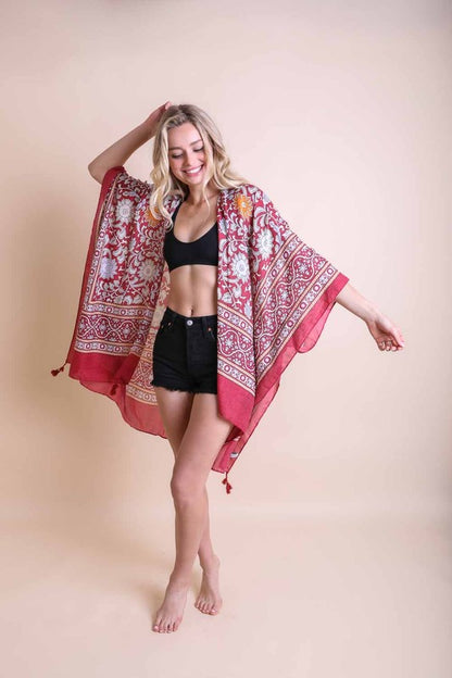 LETO Touch of Morrocco Tapestry Tassel Kimono