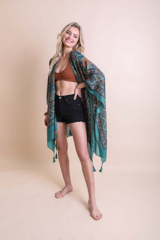 LETO Touch of Morrocco Tapestry Tassel Kimono