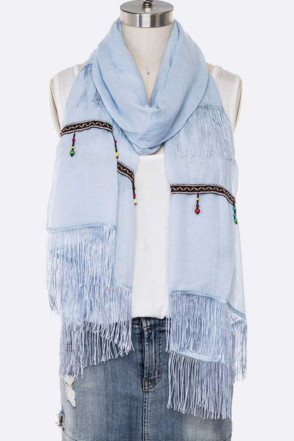 Fringe Tassel Large Oblong Scarf