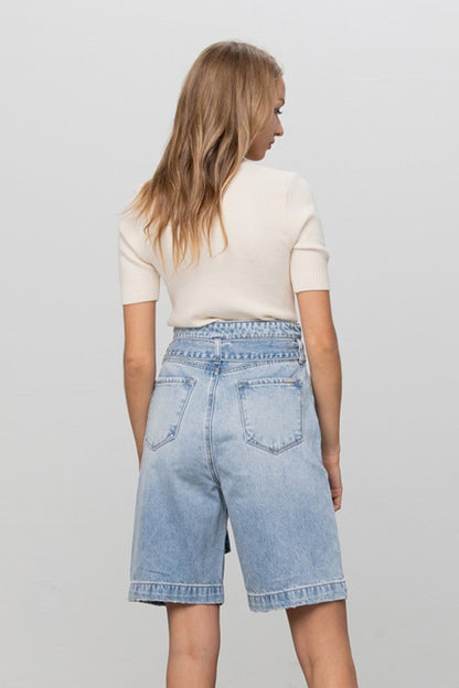 INSANE GENE Belted Denim Bermudas