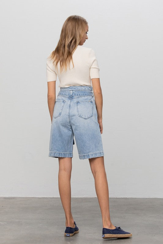 INSANE GENE Belted Denim Bermudas