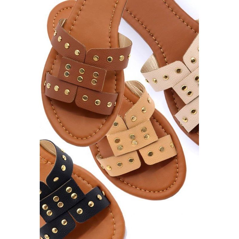 Casual Summer Slide Sandal with Rivet Studs