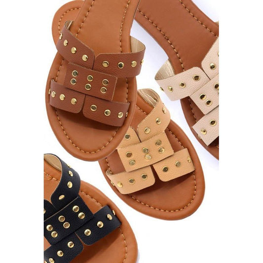 Casual Summer Slide Sandal with Rivet Studs