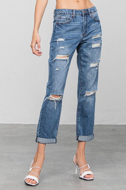 INSANE GENES Distressed Premium Boyfriend Jeans