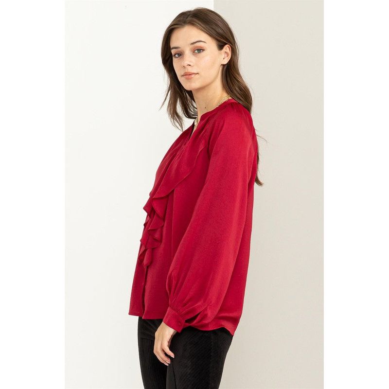 HYFVE " Try to Keep up" Long Sleeve Ruffled Blouse