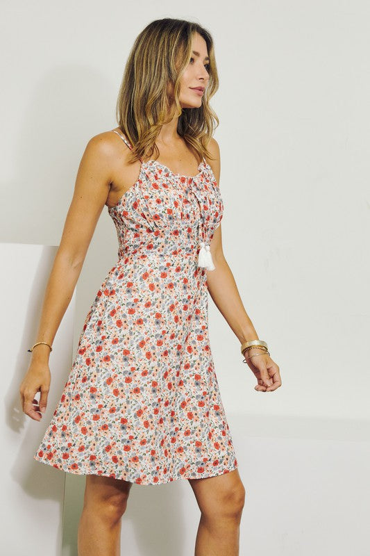 J.NNA Casual Tank V-Neckline Floral Dress