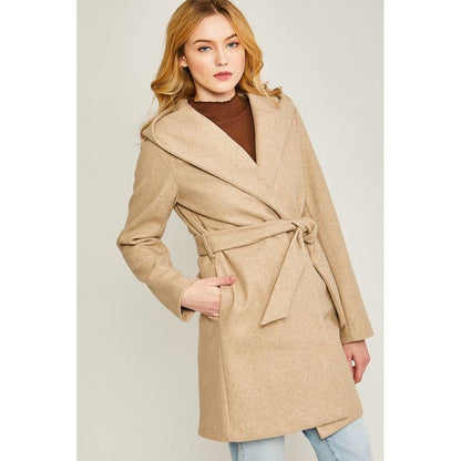 LOVE TREE JQ Fleece Belted Hoodie Coat