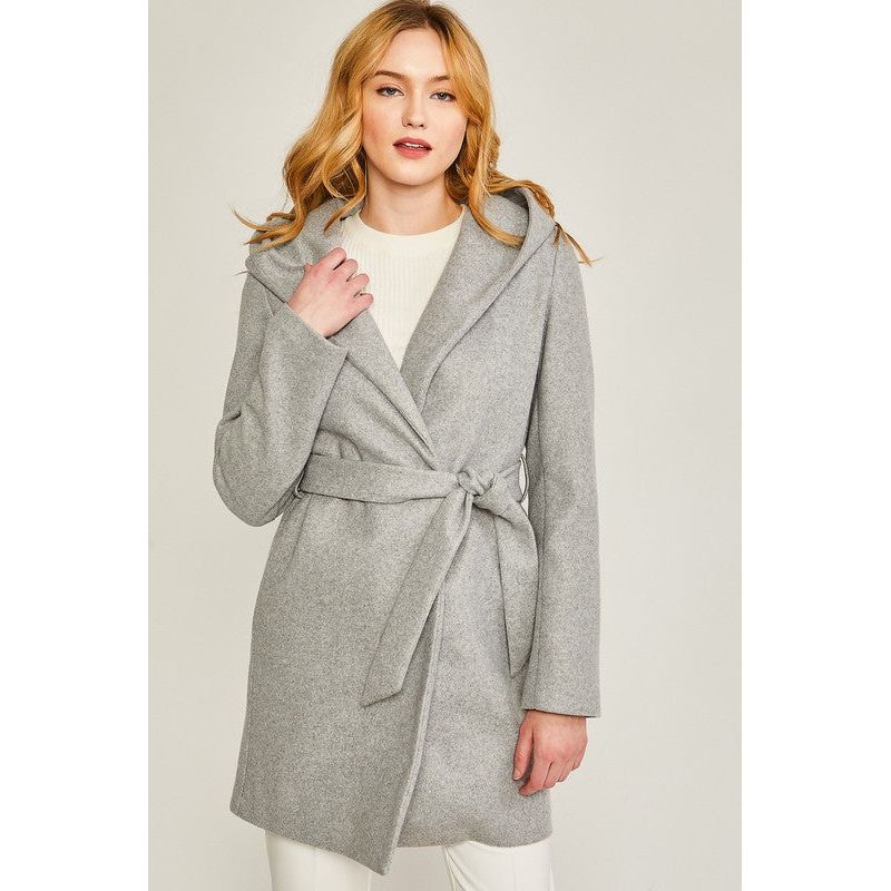 LOVE TREE JQ Fleece Belted Hoodie Coat