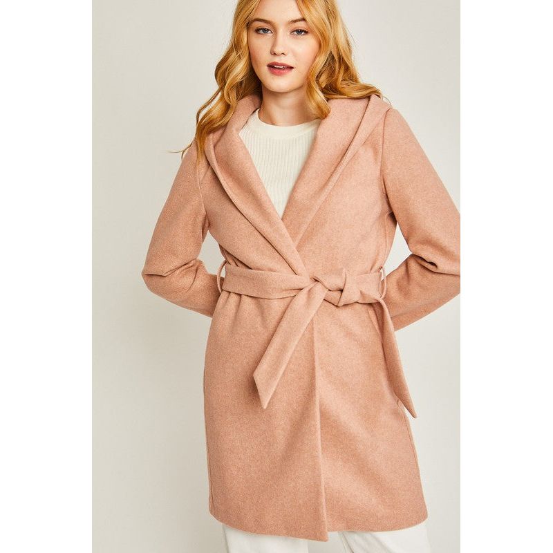 LOVE TREE JQ Fleece Belted Hoodie Coat