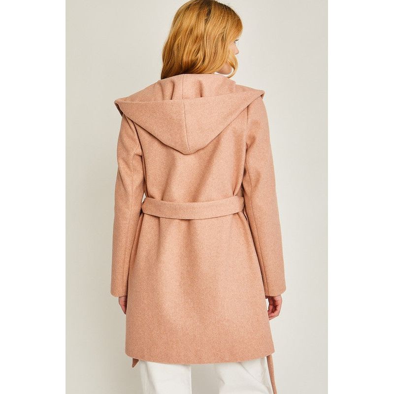 LOVE TREE JQ Fleece Belted Hoodie Coat