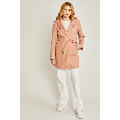 LOVE TREE JQ Fleece Belted Hoodie Coat