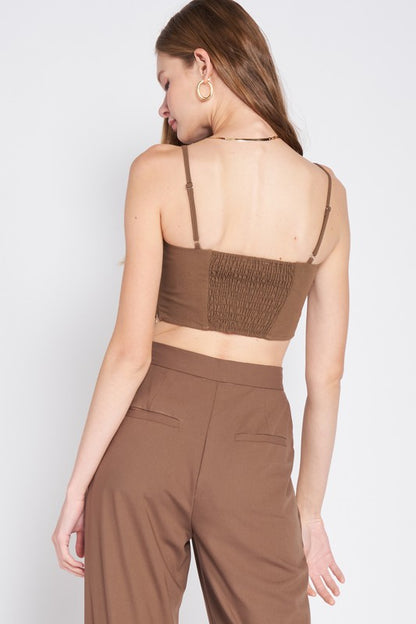 EMORY PARK Junior Spaghetti Straps Crop Top with an Open Back