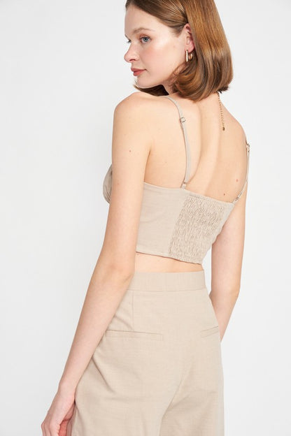 EMORY PARK Junior Spaghetti Straps Crop Top with an Open Back